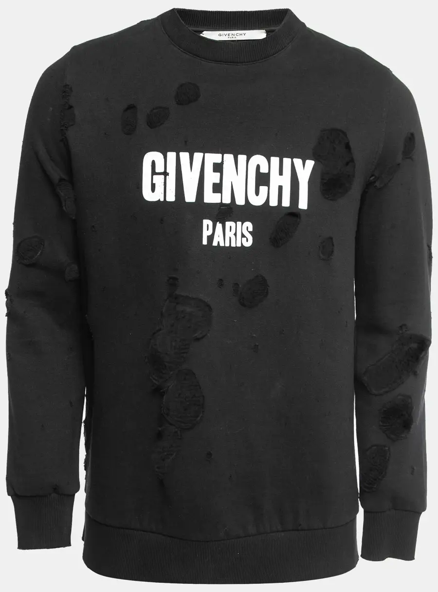 Givenchy Black Destroyed Effect Cotton Sweatshirt XS