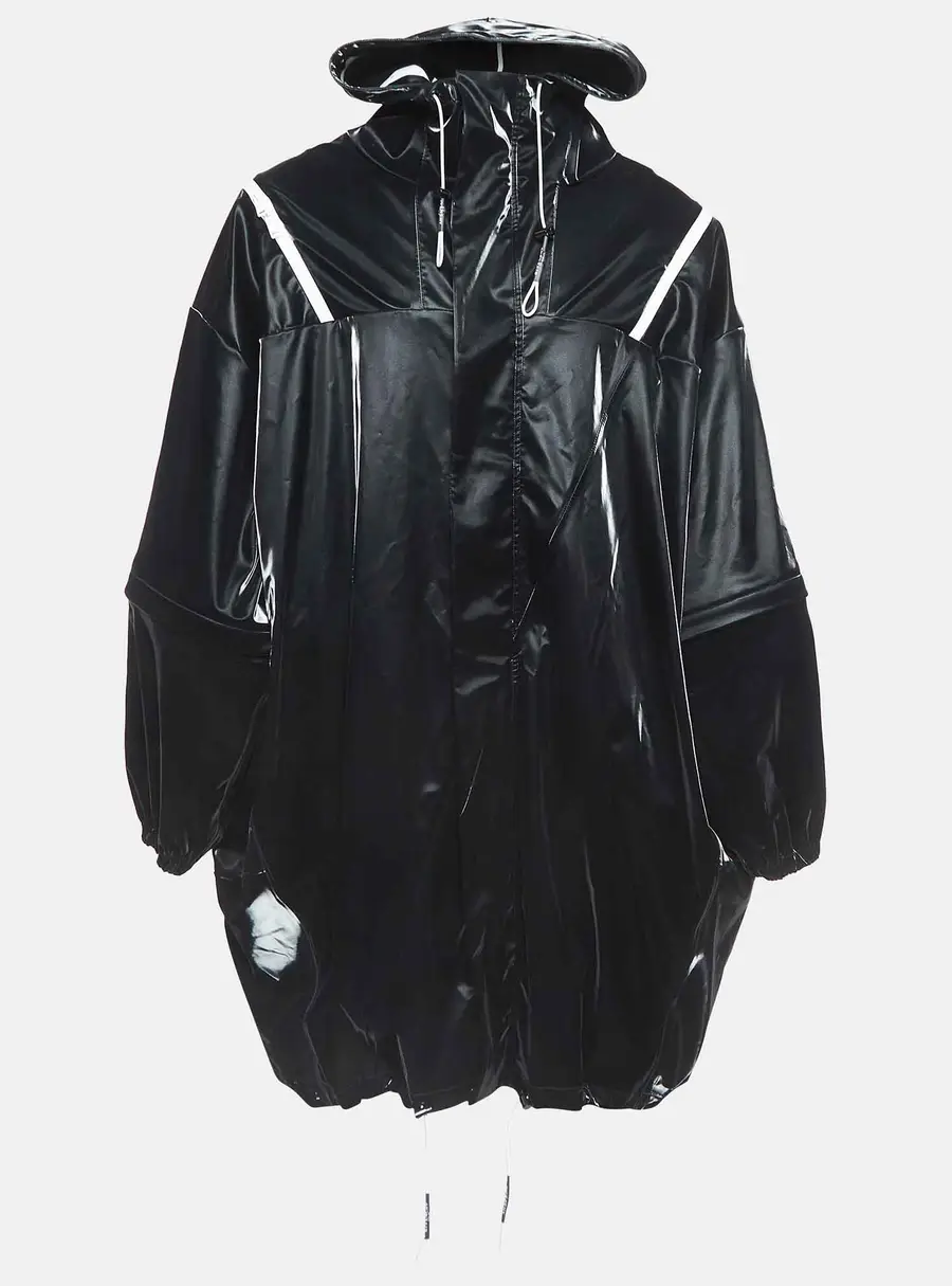 Givenchy Black Contrast Trim Synthetic Oversized Raincoat M
