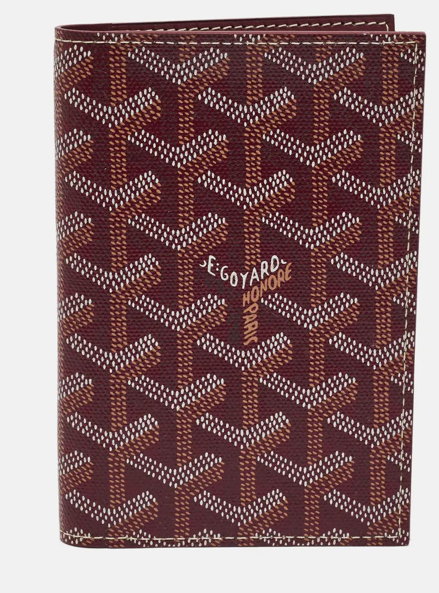 Goyard Grenelle Passport Holder Burgundy Goyardine Coated Canvas