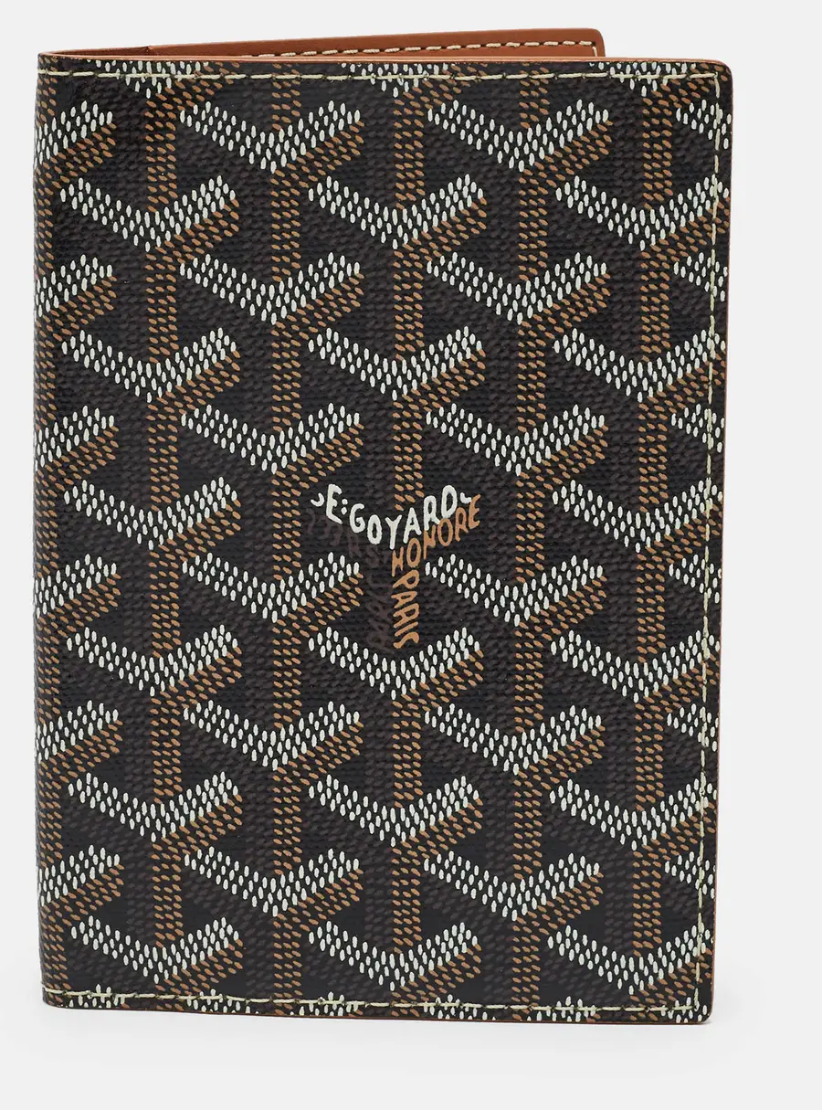 Goyard Grenelle Passport Holder Brown Goyardine Coated Canvas