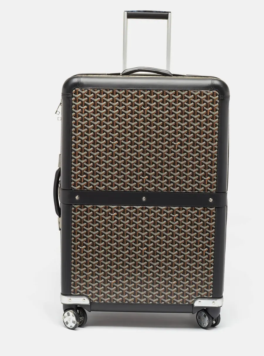 Goyard Large Black Coated Canvas, Leather and Rubber Suitcases
