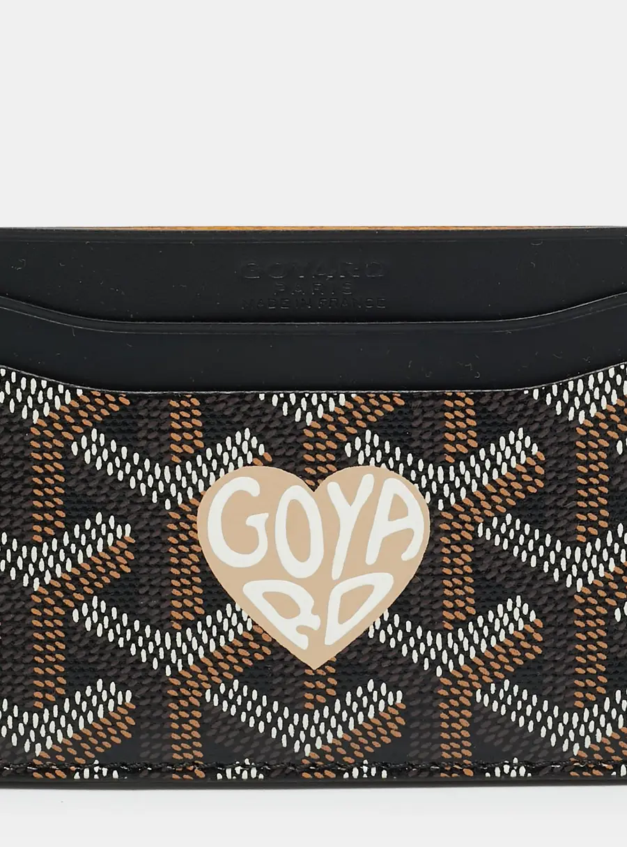 Goyard Saint Sulpice Black Goyardine Coated Canvas and Leather Card Holder