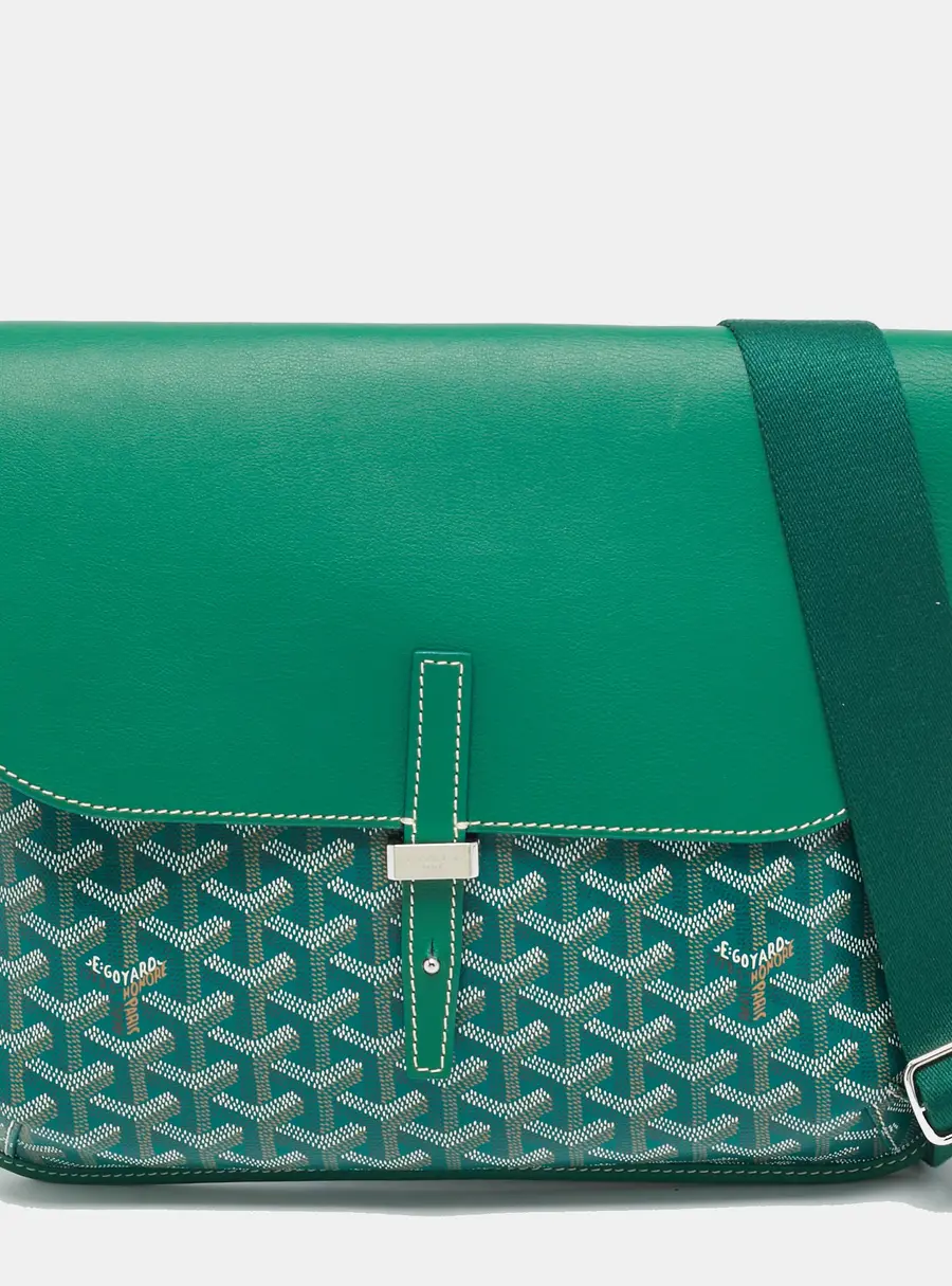 Goyard Coursier Green Goyardine Coated Canvas and Leather Messenger Bag