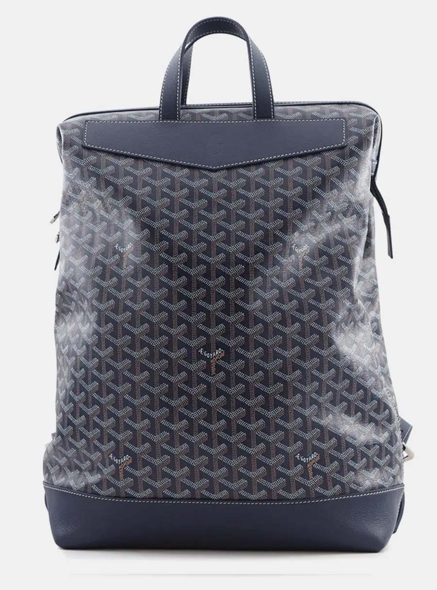 Goyard Sisal Navy Blue PVC Leather Backpack Bag