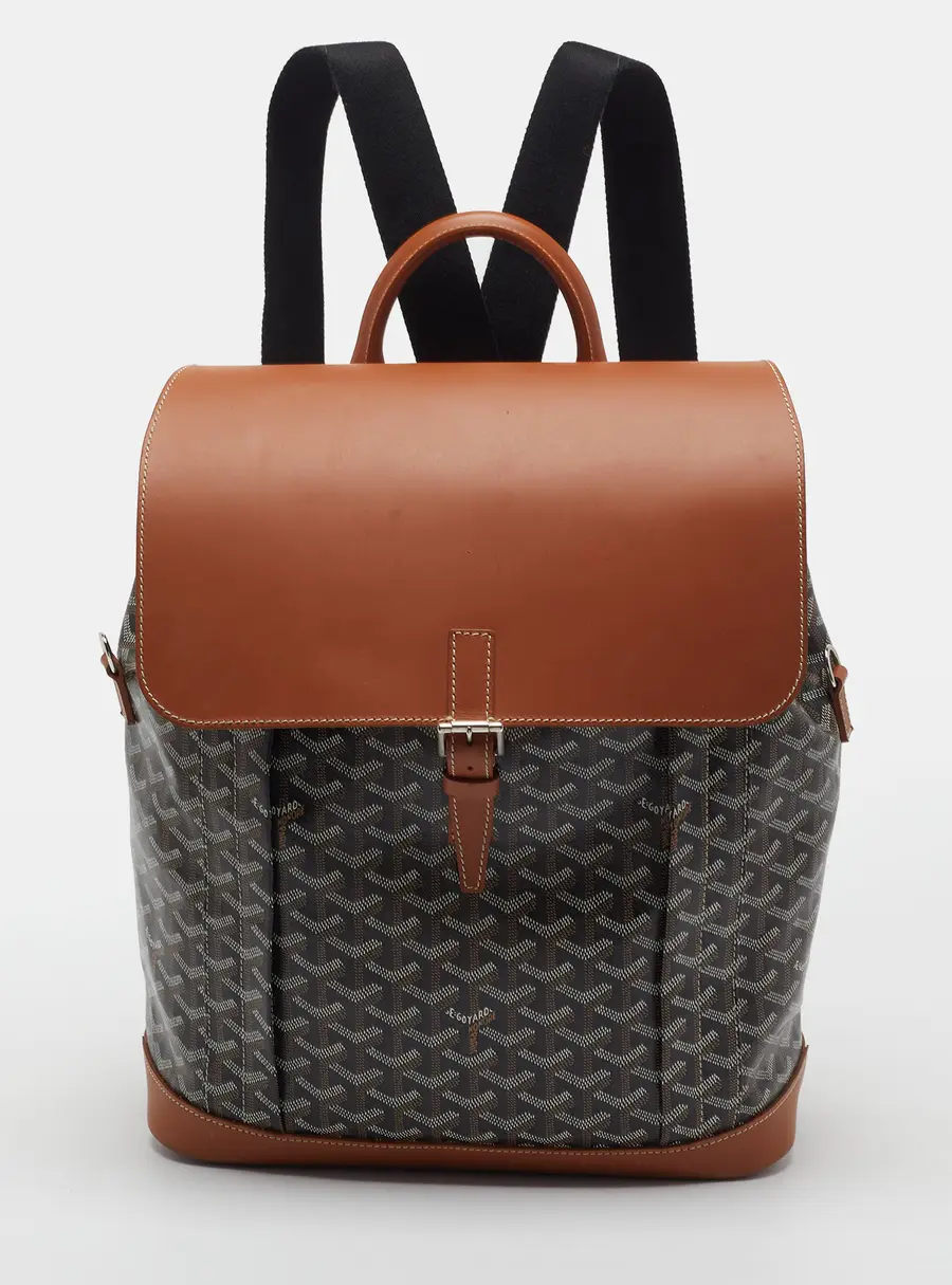 Goyard Alpin MM Brown Goyardine Coated Canvas and Leather Backpack