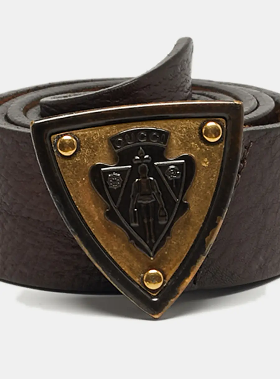 Gucci Hysteria Buckle Belt 95CM Brown Leather