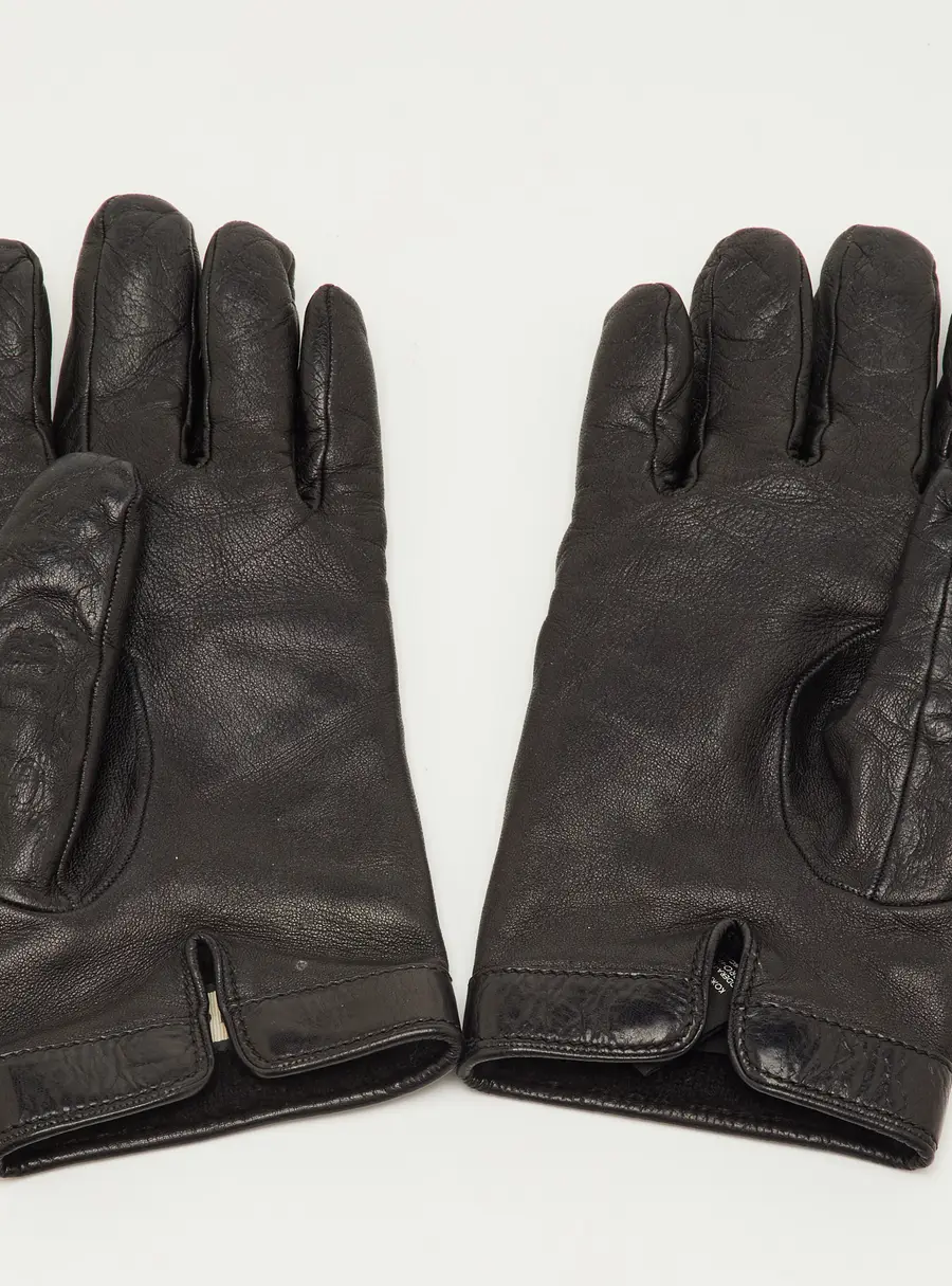 Gucci Black Guccissima Leather Gloves S