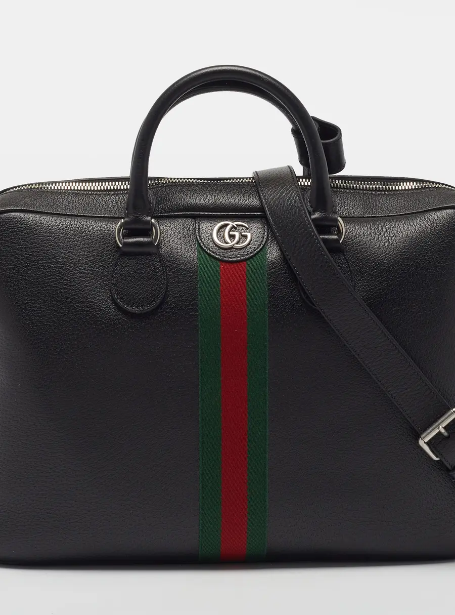Gucci Ophidia Large Black Leather Briefcase