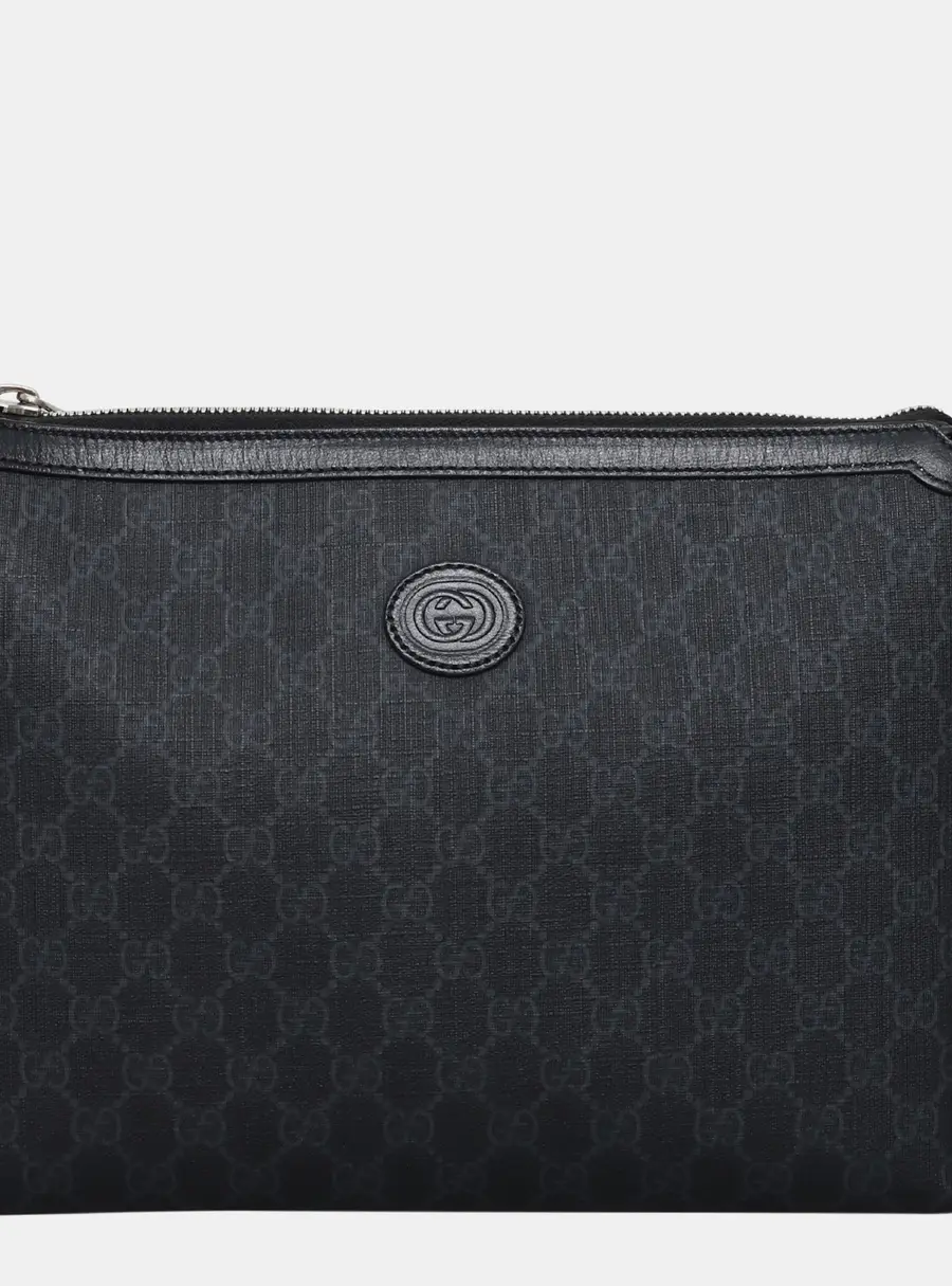Gucci GG Supreme Small Black Coated Canvas Messenger Bag