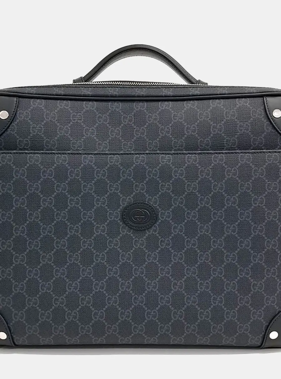 Gucci GG Supreme 658543 Black GG Supreme Coated Canvas Leather Backpack Briefcase Bag