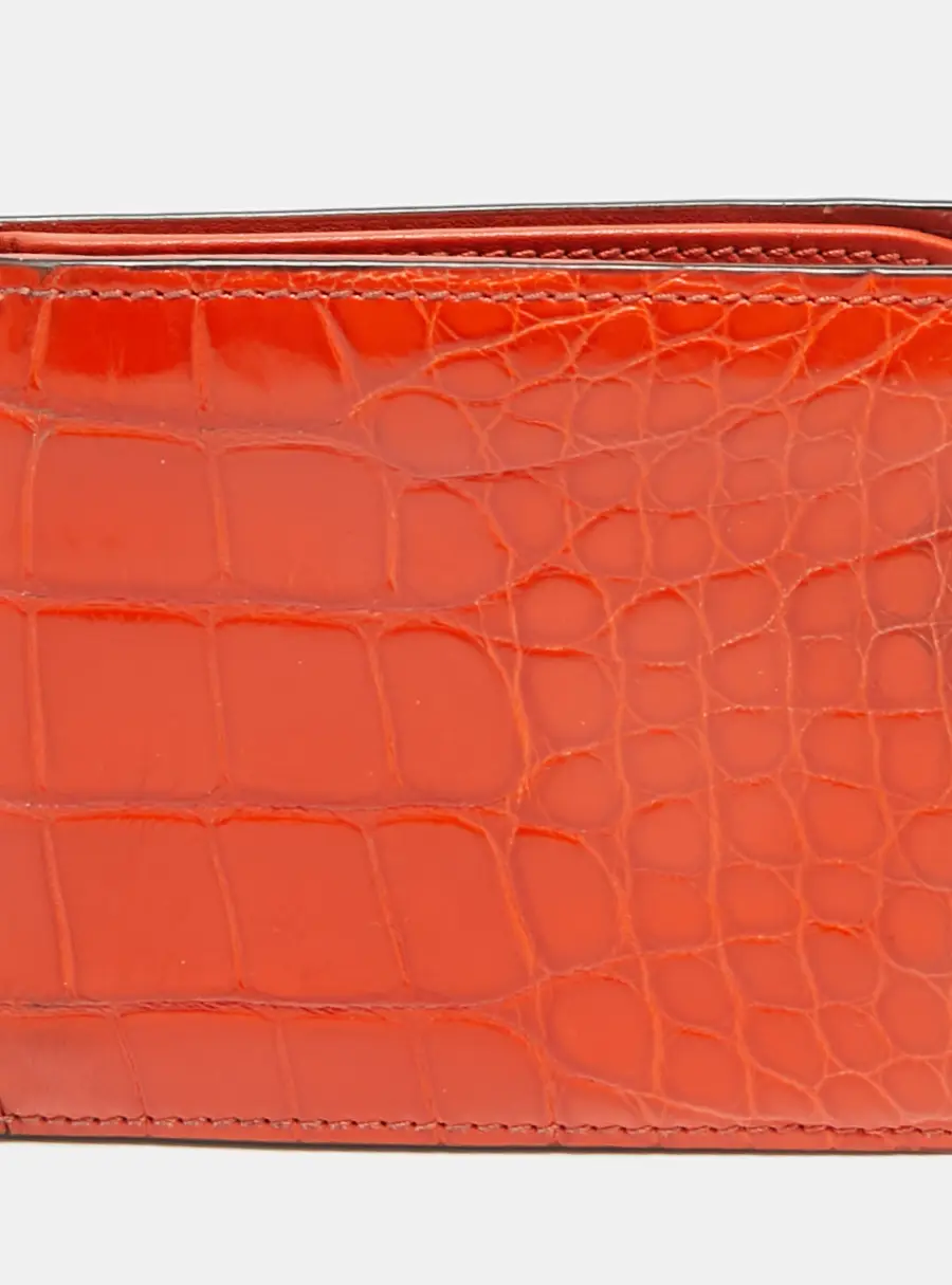Gucci Orange Crocodile Bifold Wallet