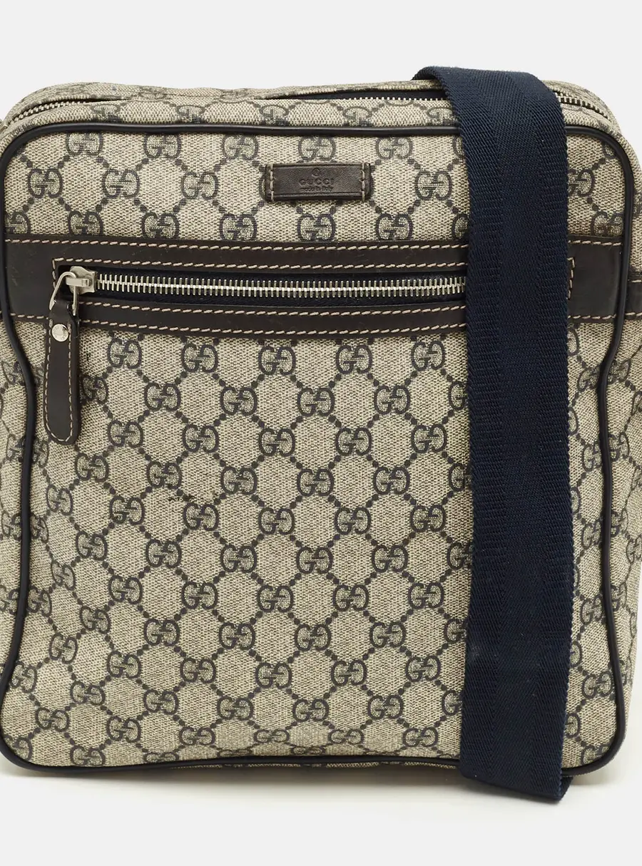 Gucci Navy Blue/Beige GG Supreme Canvas Messenger Bag