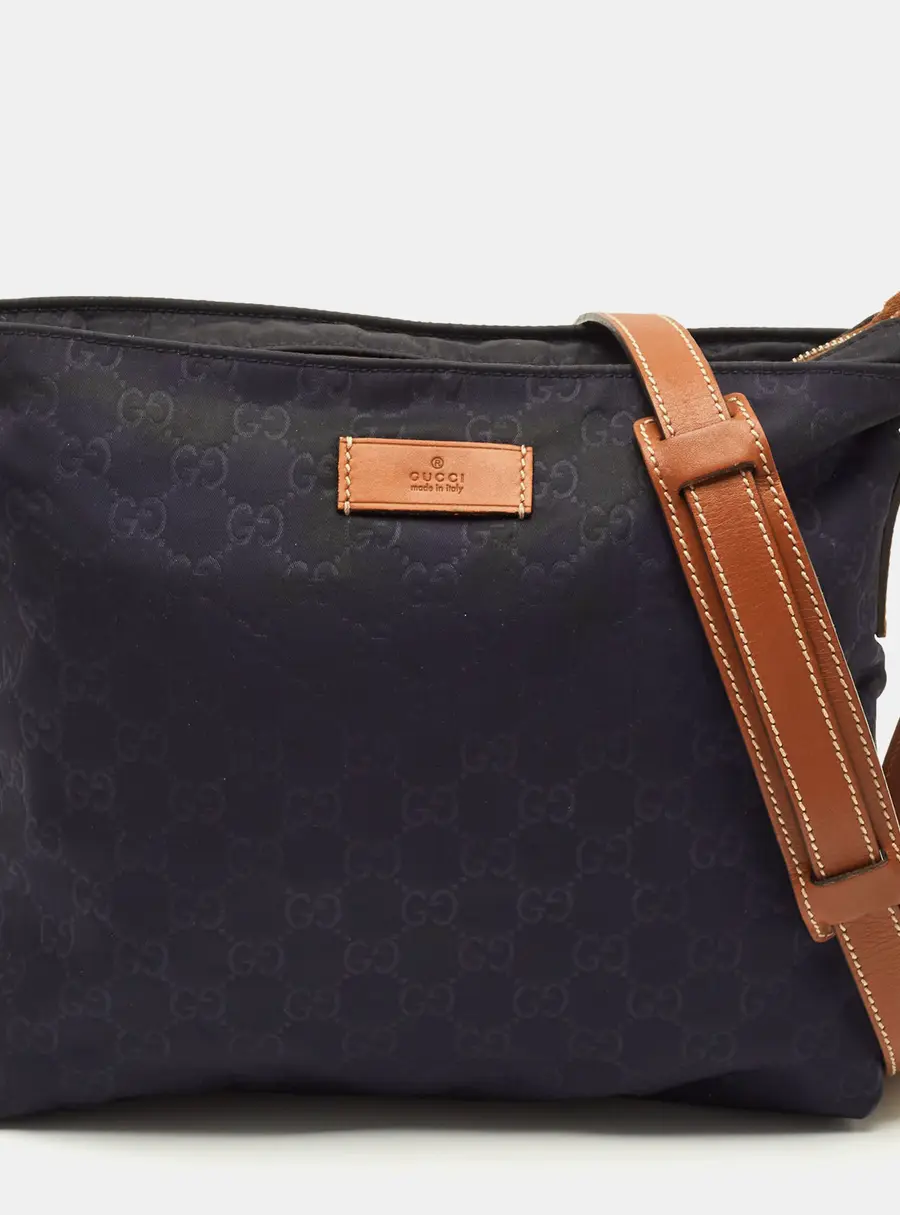 Gucci Navy Blue GG Nylon Messenger Bag
