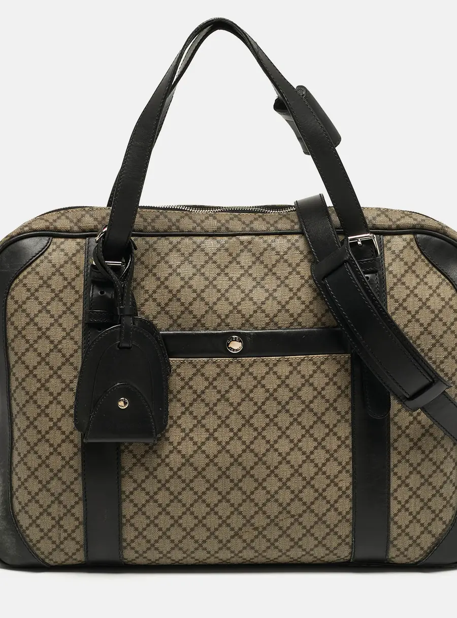 Gucci Business Black/Beige Diamante Coated Canvas Briefcase