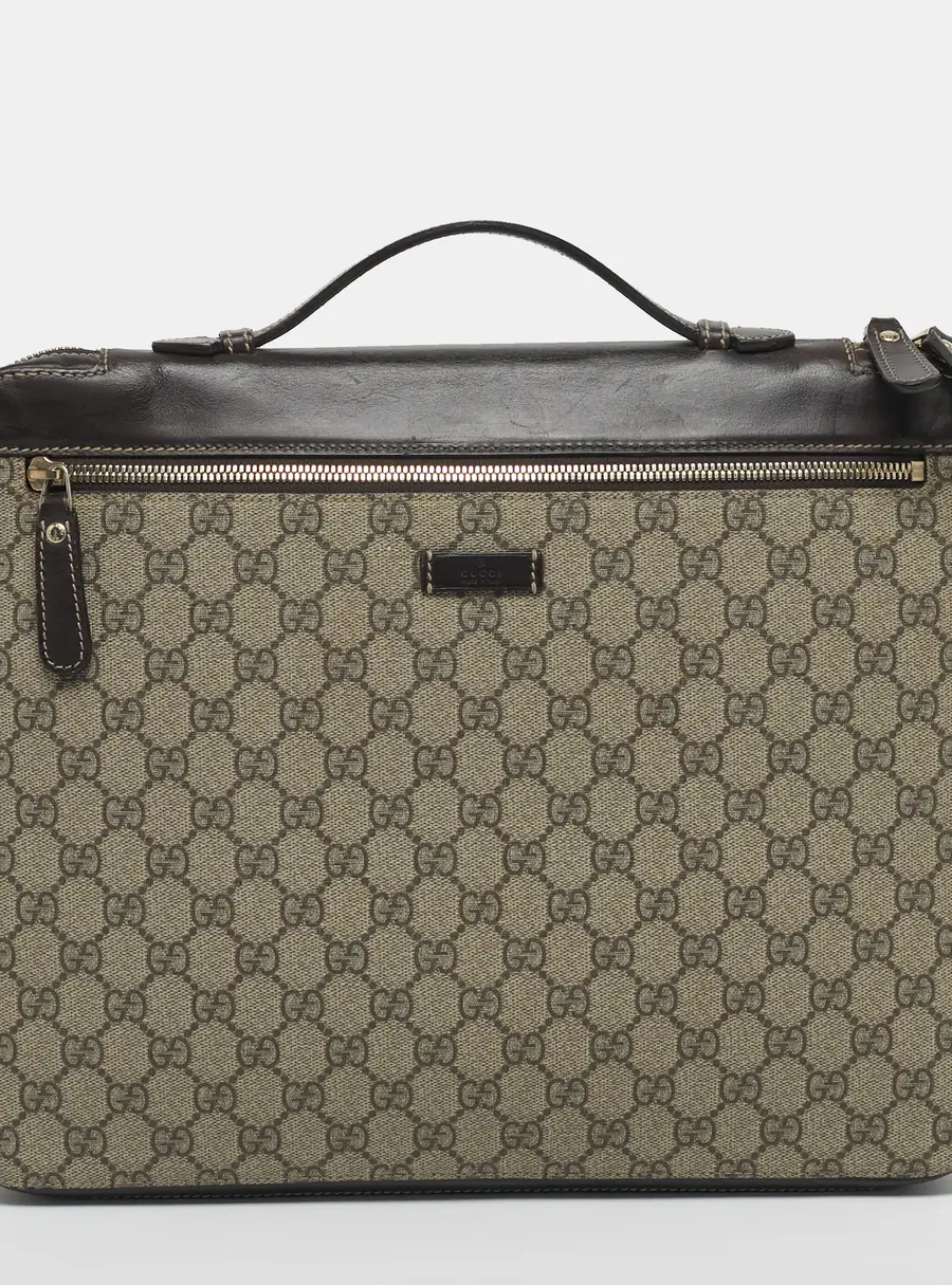 Gucci Brown/Beige GG Supreme Canvas Portfolio Case