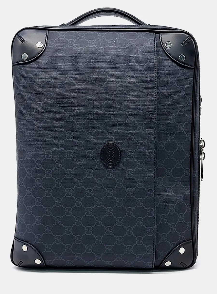 Gucci GG Supreme Small Black PVC Top Handle Bag