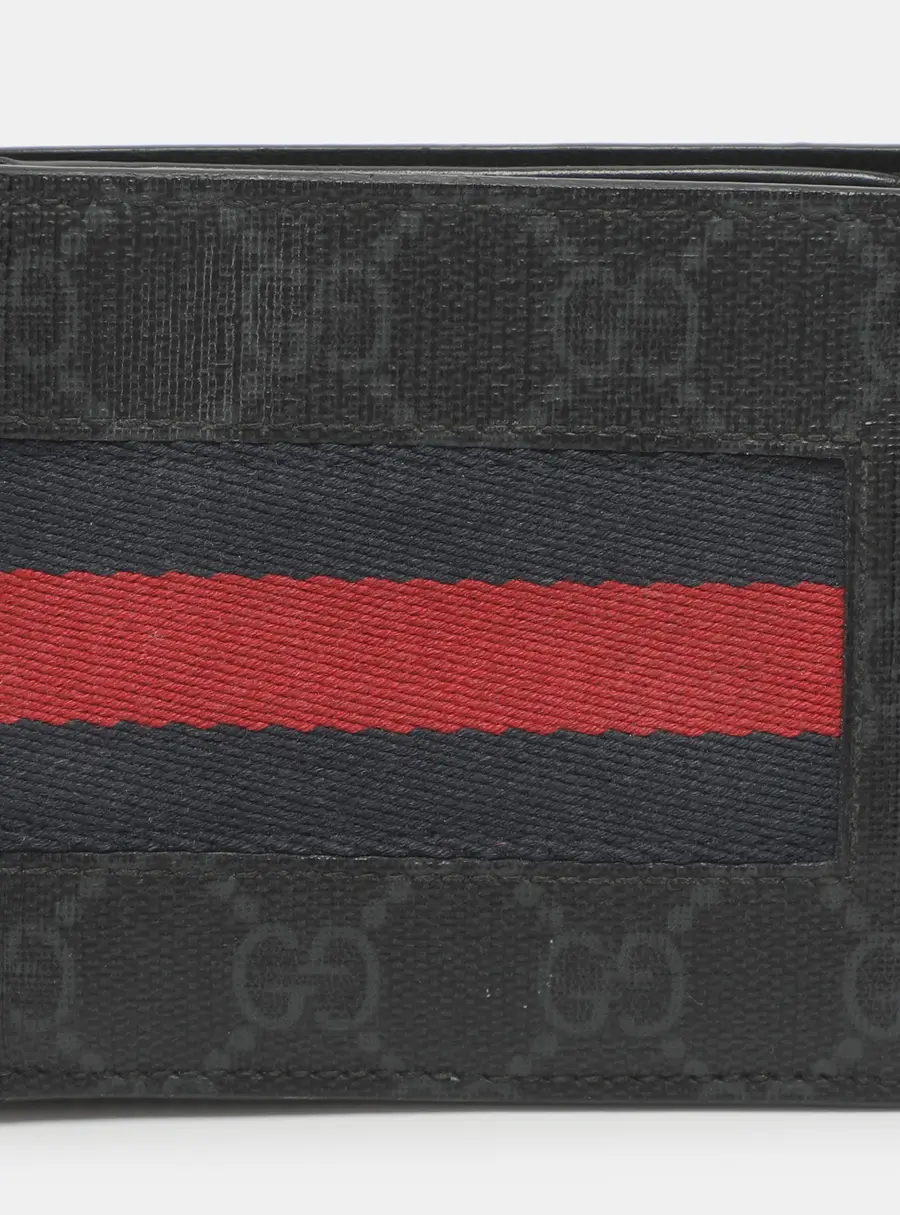 Gucci Web Black GG Coated Canvas Fabric Bifold