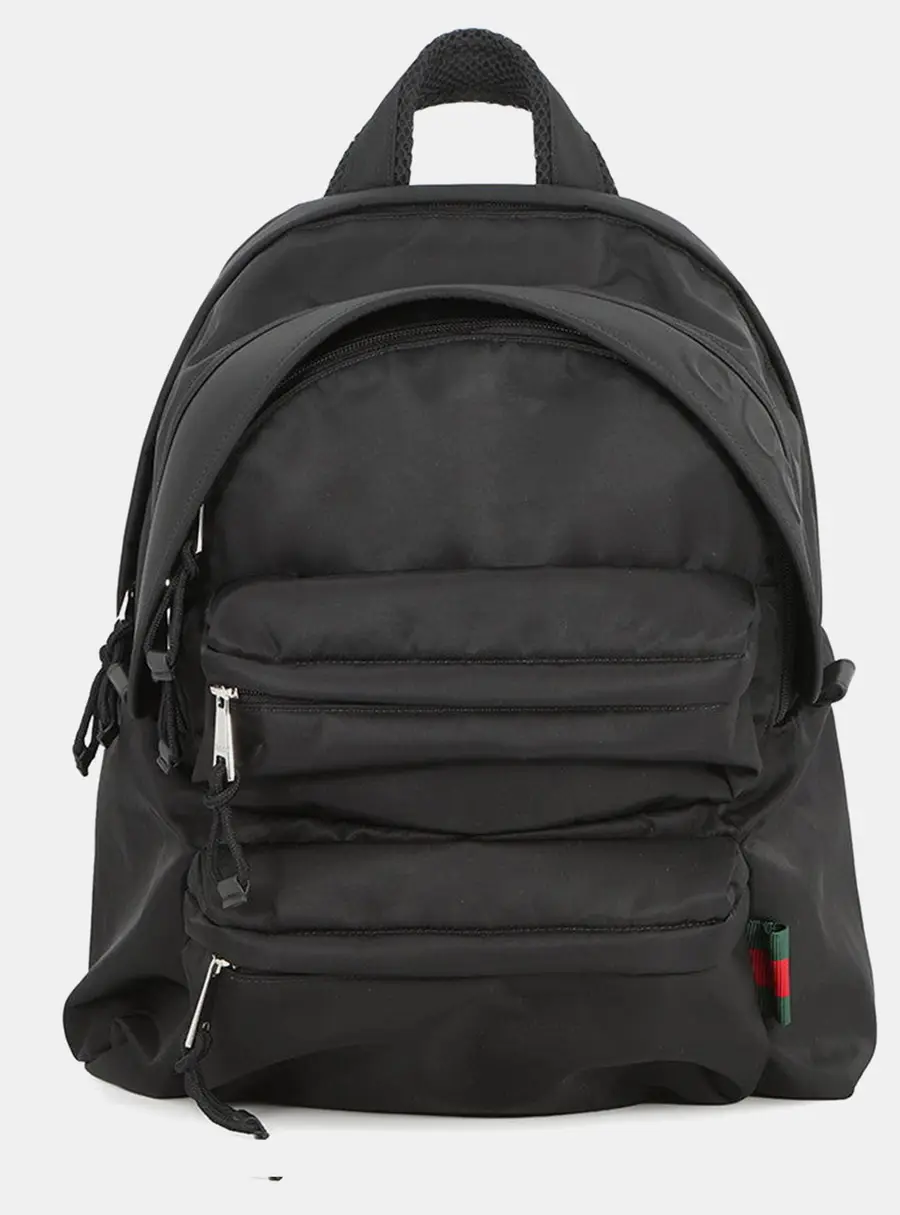 Gucci Cherie Line Black Nylon Leather Backpack Bag