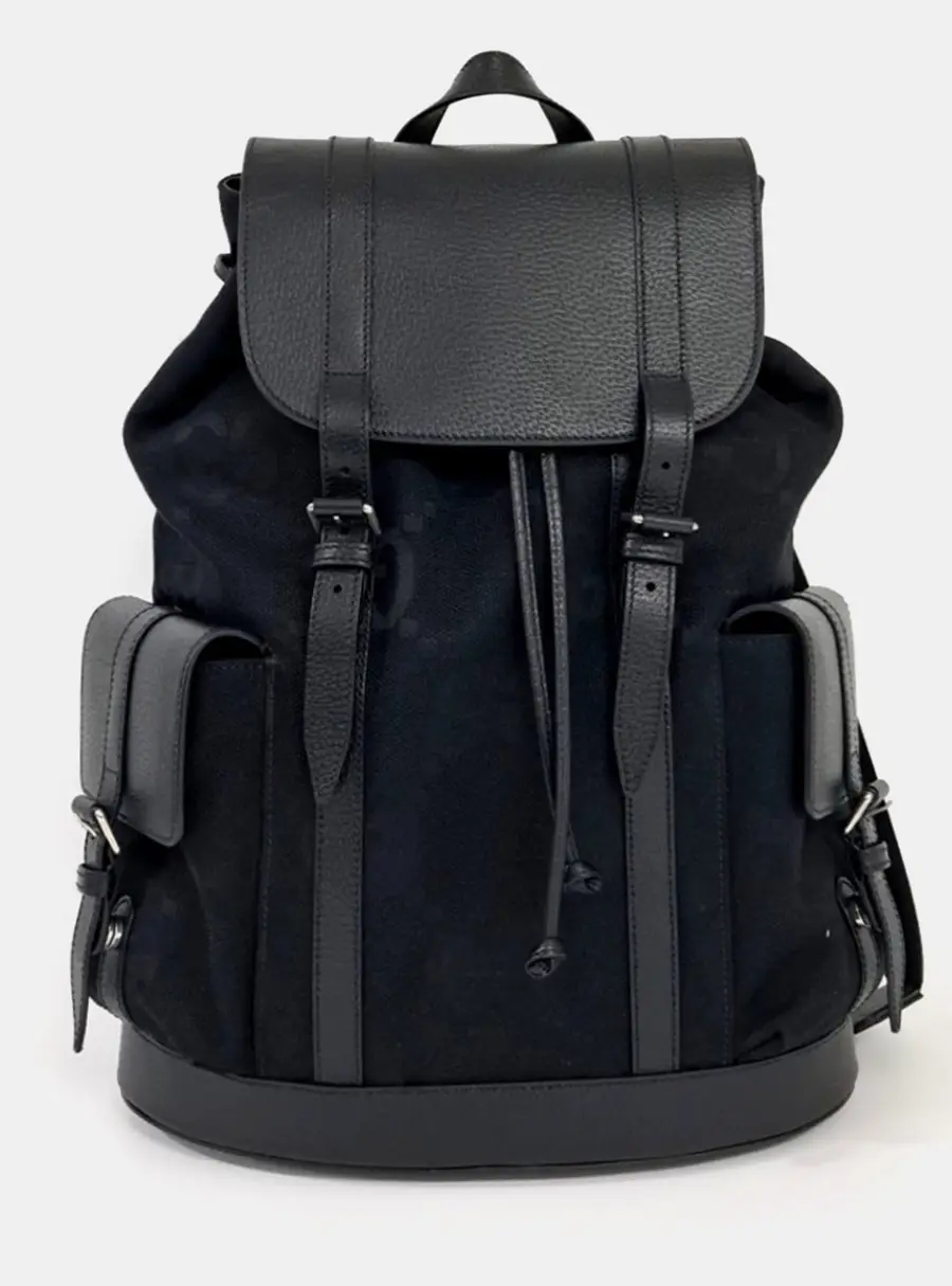 Gucci Jumbo GG 678829 Black Canvas Leather Backpack Bag