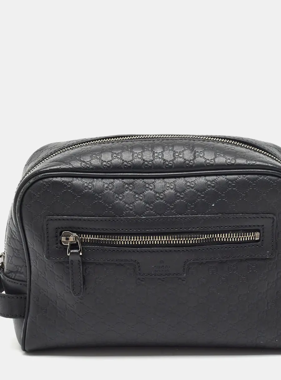 Gucci Black Microguccissima Leather Toiletry Pouch