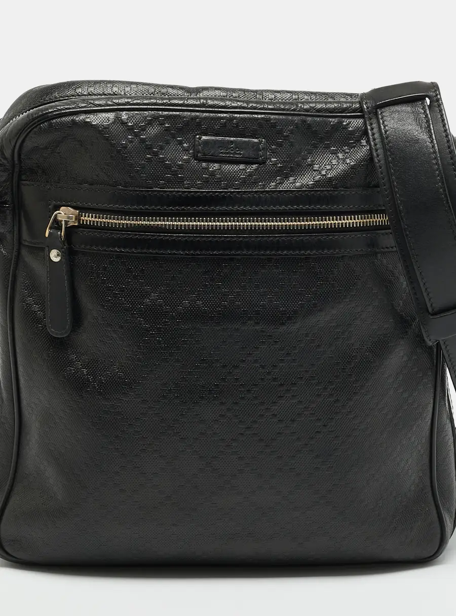 Gucci Diamante Black Leather Messenger Bag