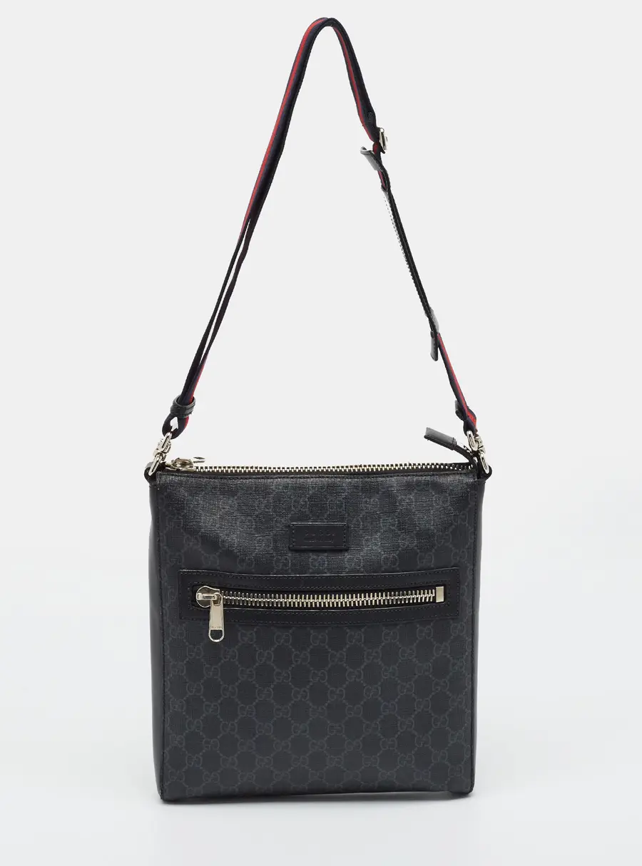 Gucci Night Courrier Black GG Supreme Canvas Messenger Bag