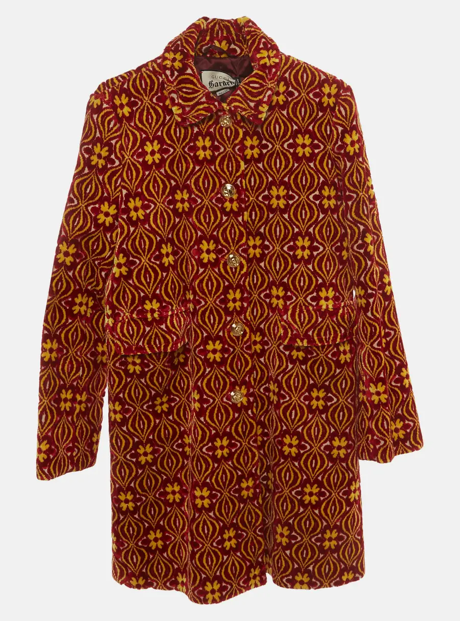 Gucci Garden Red Velvet Damask Long Sleeve Jacket XXS