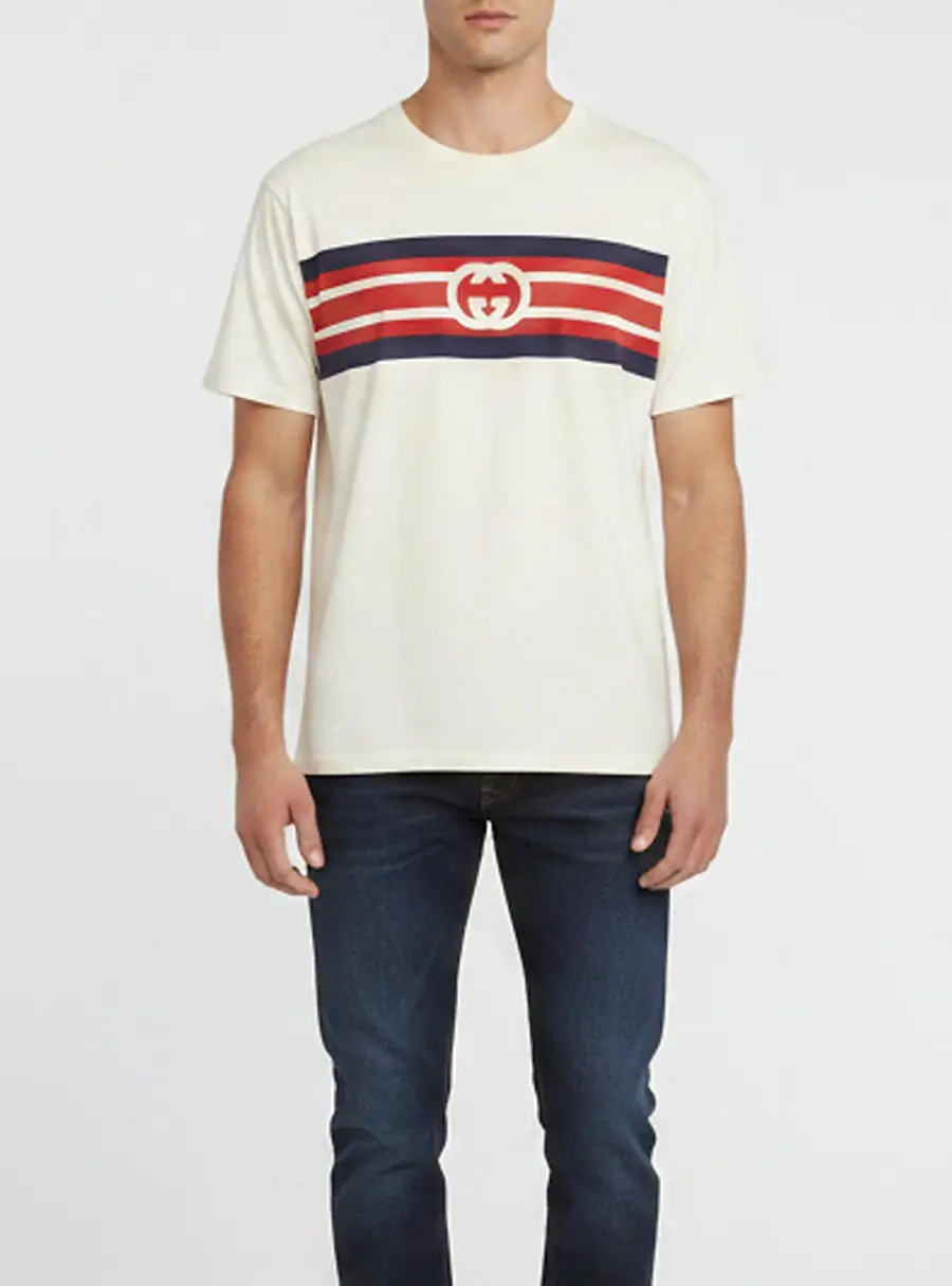 Gucci Cream Printed Jersey Short Sleeve Crewneck T-Shirt M