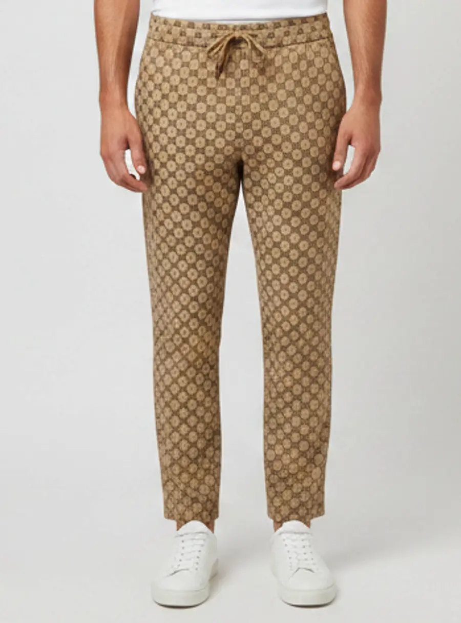 Gucci Beige Monogram Jacquard Drawstring Trouser L