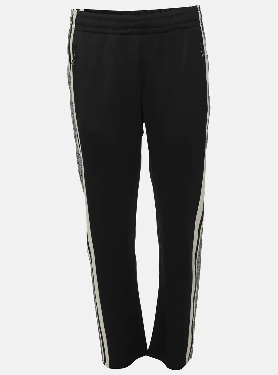 Gucci Black Nylon GG Striped Trouser XS