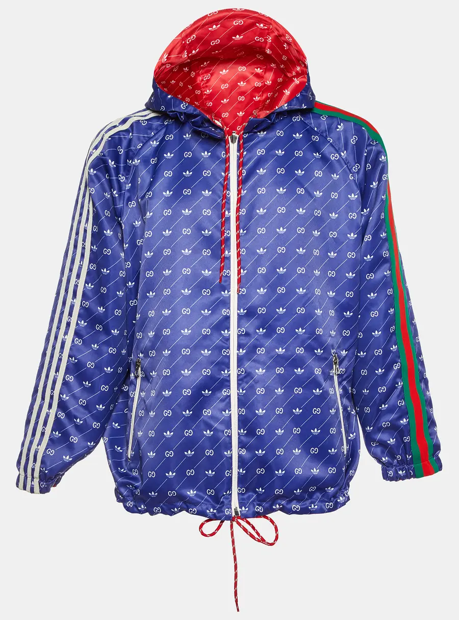 Gucci x Adidas Red/Blue Monogram Print Synthetic Reversible Jacket XS