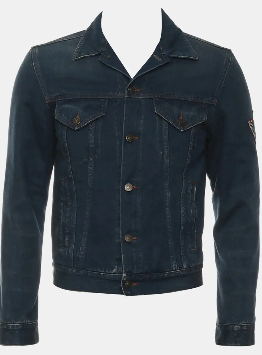 Gucci L'Aveugle Par Amour Size 44 Blue Cotton Denim Men's Jacket