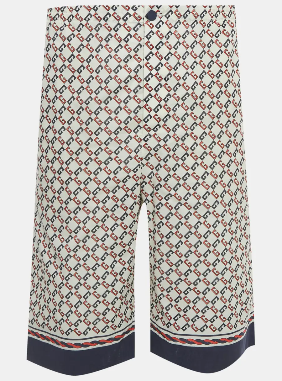 Gucci White GG Print Cotton Shorts XL