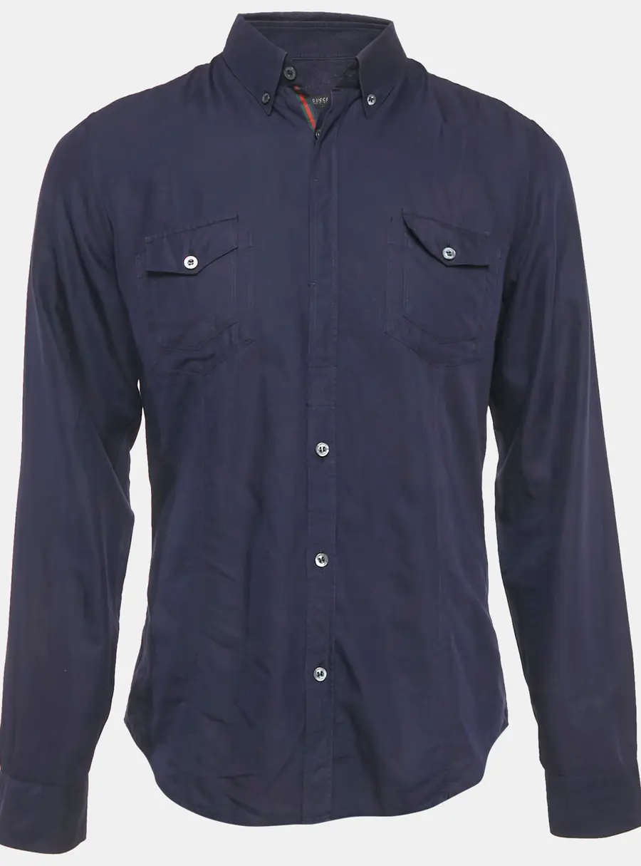 Gucci Blue Cotton Skinny Shirt XL