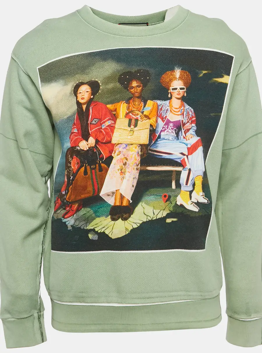 Gucci X Ignasi Monreal Green Printed Cotton Hallucination Sweatshirt S