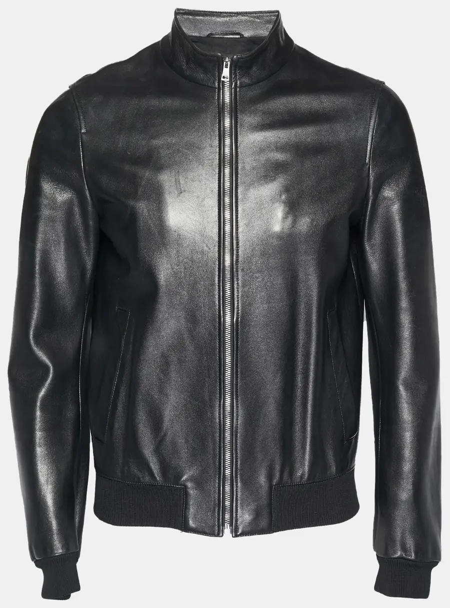 Gucci Black Leather Bomber Jacket S