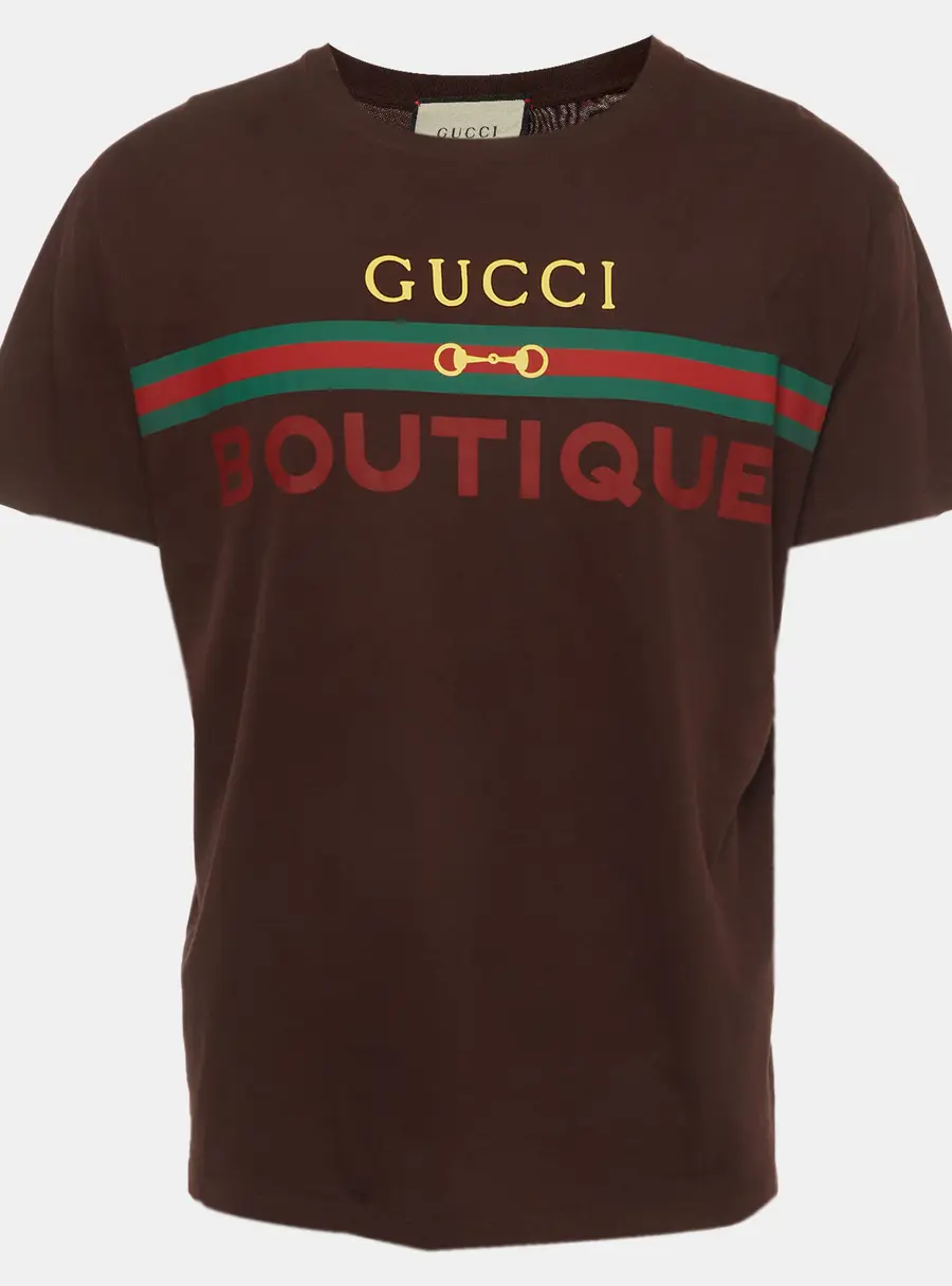 Gucci Brown Boutique Graphic Jersey T-Shirt S