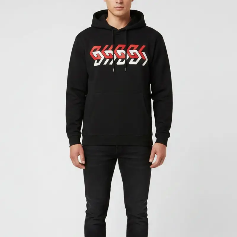 Gucci Black Printed Jersey Long Sleeve Hoodie L