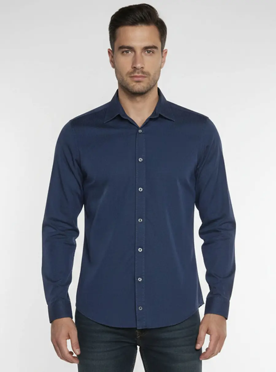 Gucci Navy Blue Monogram Jacquard Button Up Shirt M
