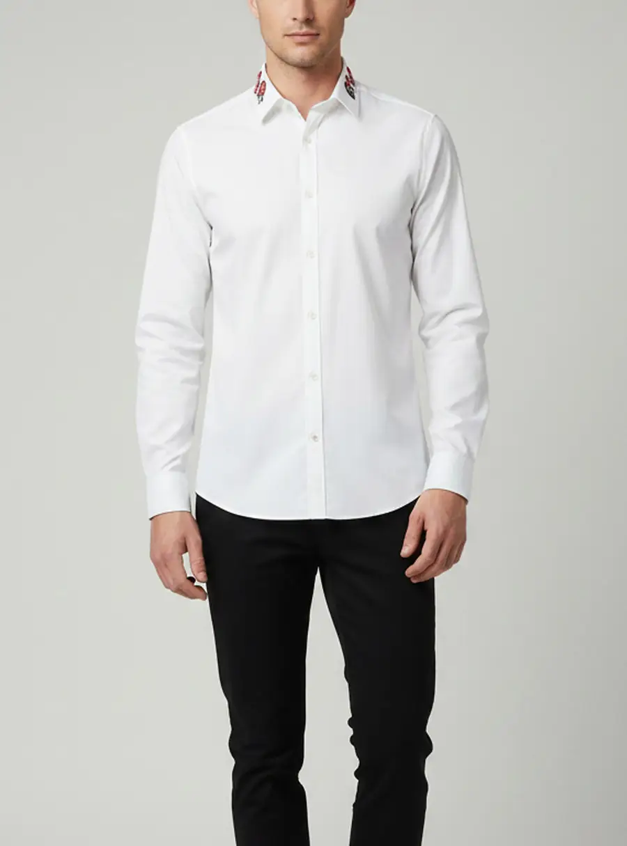 Gucci White Cotton Embellished Long Sleeve Shirt S