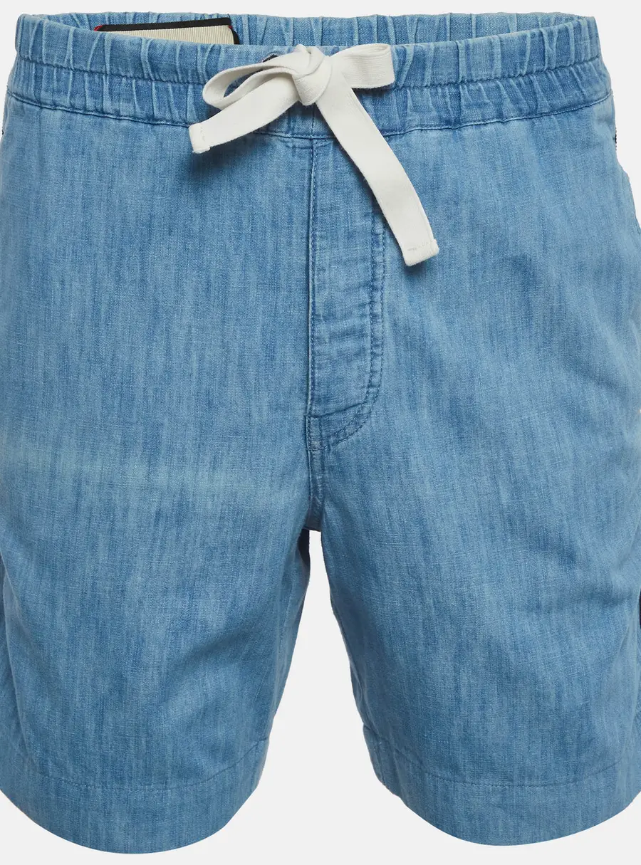 Gucci Blue Web Striped Chambray Bermuda Shorts XS