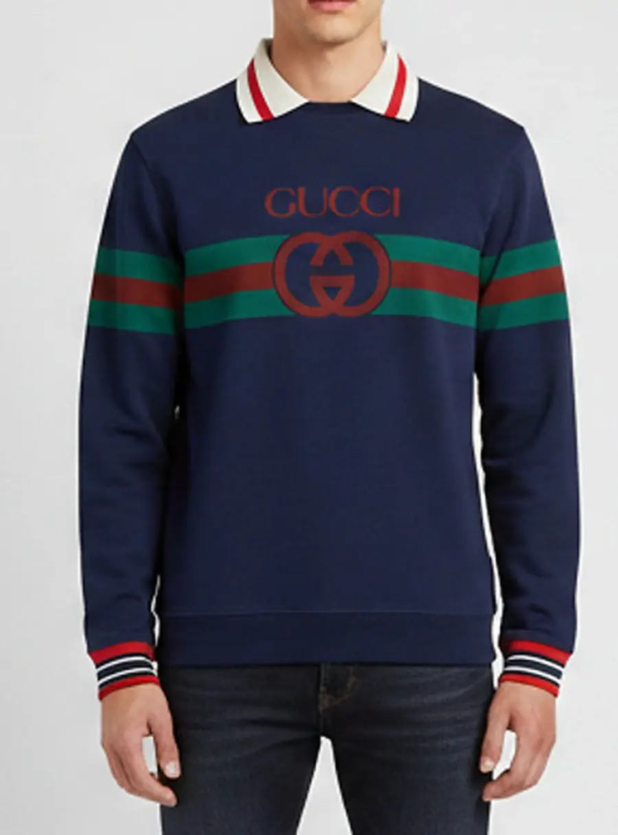 Gucci Blue Interlocking G Web Print Jersey Sweatshirt S