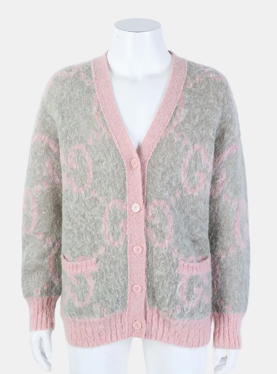 Gucci Multicolor Mohair Polyamide Wool Reversible Cardigan Size S