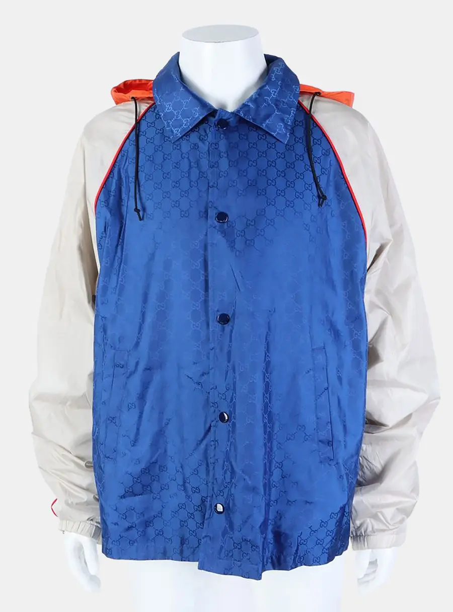 Gucci Blue/Multicolor Nylon Windbreaker Jacket 52