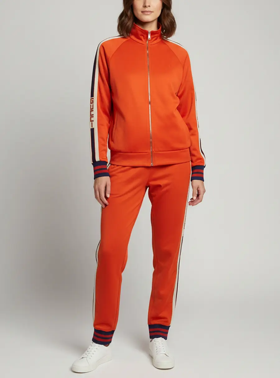 Gucci Orange Technical Jersey Side Stripe Top and Pant Set XL