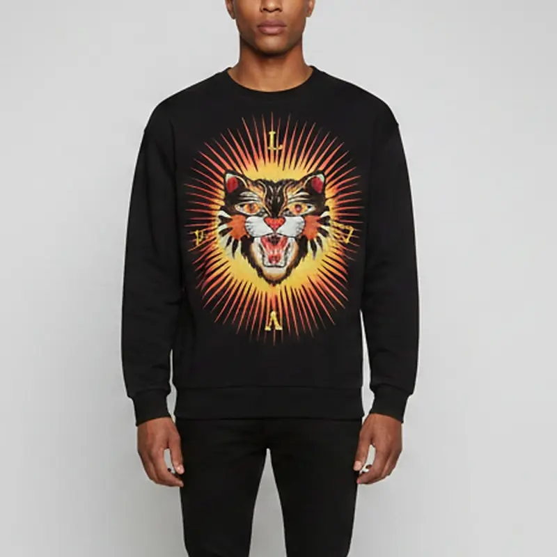Gucci Black Angry Cat Applique Cotton Crewneck Sweatshirt M