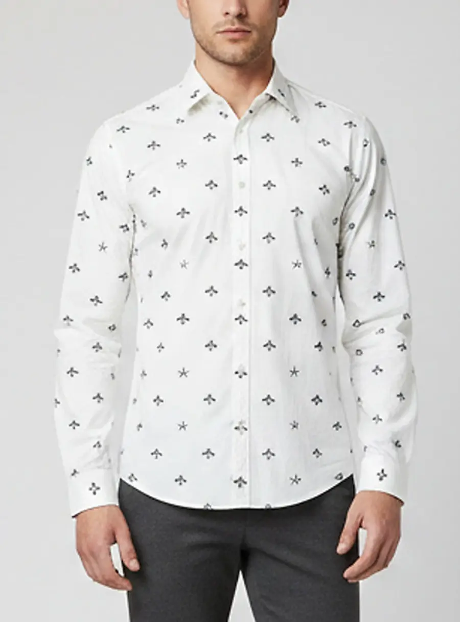 Gucci White Bee Print Poplin Button Front Shirt XS