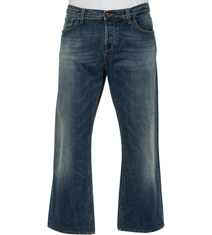 Gucci Blue Washed Denim Wide Leg Jeans XXL