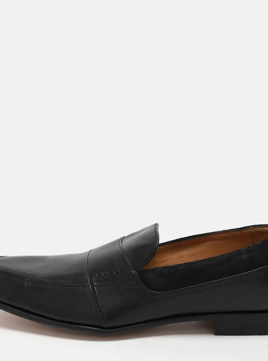 Gucci Size 40 Black Leather and Suede Loafers & Moccasins