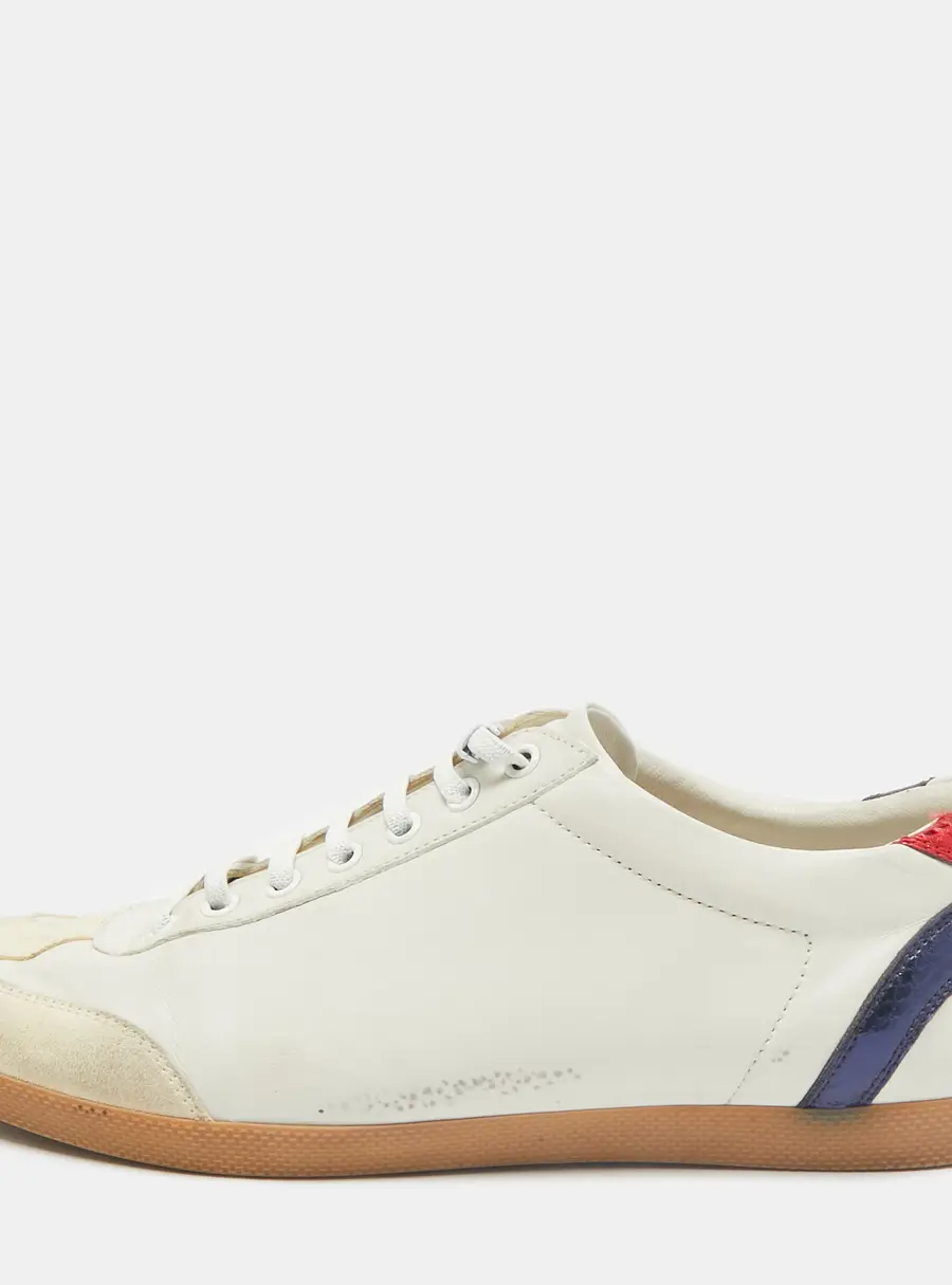 Gucci White Leather and Suede GG Marmont Low Top Sneakers Size 43